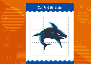 10 Pages Cut and arrange with a fish worksheet for kids. Educational game for children
