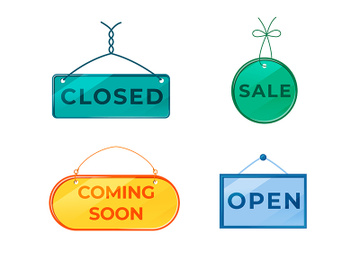 Promotional vector board sign illustrations set preview picture
