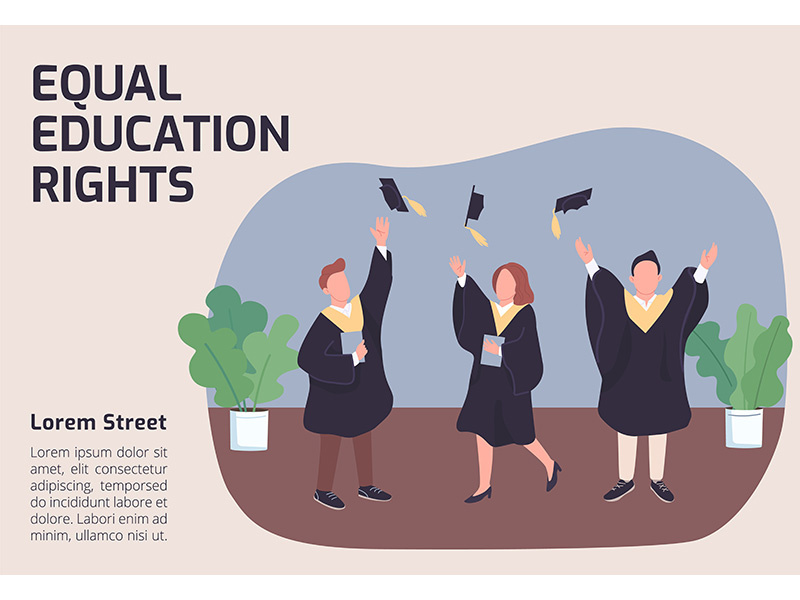 Equal education rights banner flat vector template