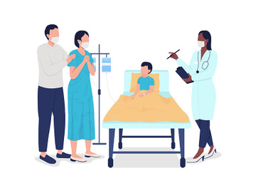 Child hospitalization semi flat color vector characters preview picture