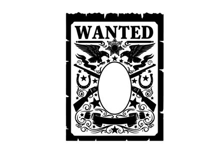 Wanted poster with silhouette of western themed design elements