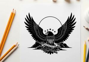 American eagle silhouette with stars and stripes shield