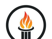 Burning Torch Fire Flame with Pillar column logo design