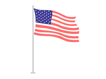 National flag of America on pole semi flat color vector object preview picture
