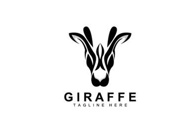Giraffe Logo Design, Giraffe Head Vector Silhouette, High Neck Animal, Zoo, Tattoo Illustration, Product Brand preview picture