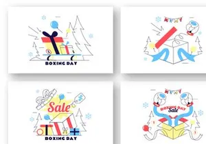 6 Boxing Day Vector Illustration