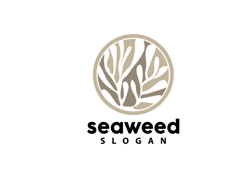 Coral reef logo vector silhouette sea fish habitat simple beautiful sea plants