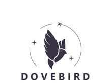 Dove bird elegant flying logo design Nature Wildlife Label style vintage image