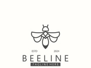 Bee line art animal exclusive logo simple inspiration on black background design