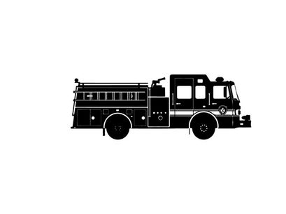 Fire truck silhouette profile view