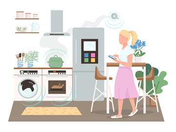 Modern housewife flat color vector faceless character preview picture
