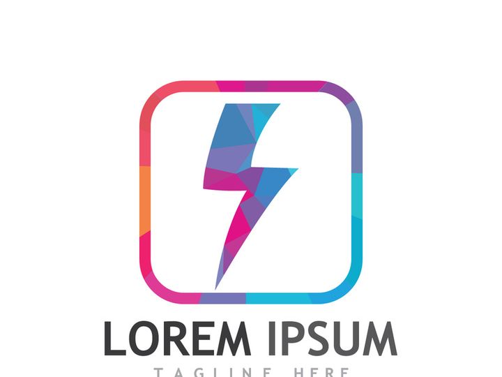 Colorful electric lightning logo design.