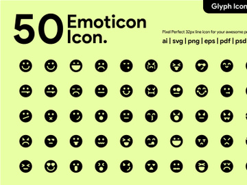 50 Emoticon Glyph Icon preview picture