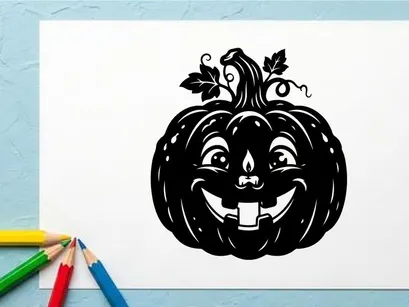 Halloween Pumpkin Carving with Smiling Jack-o'-Lantern Face