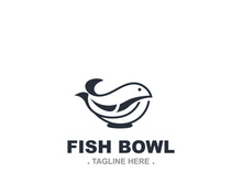Fish bowl logo design, restaurant logo symbol minimal illustration design