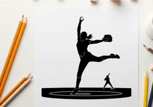 Silhouette of a softball pitcher in action throwing a ball