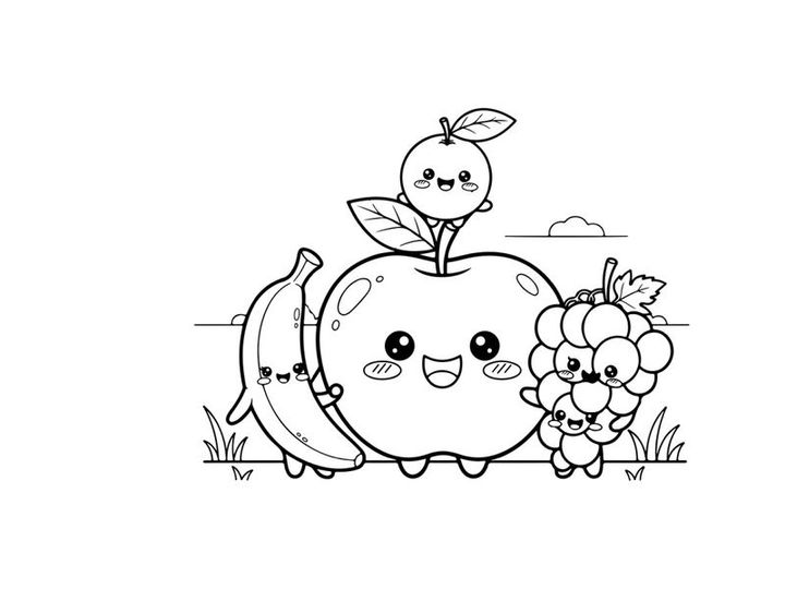 Cute fruit characters friendship vector illustration flat design