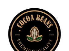 cocoa logo,cocoa bean,cocoa tree,cocoa branches and leaves,chocolate mix on white background,vintage,modern,simple,minimalist icon illustration template design vector