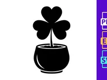 Black minimalist love heart flower in modern pot illustration