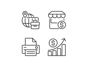 Business development pixel perfect linear icons set preview picture