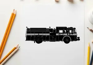 Silhouette of a fire truck vehicle emergency response