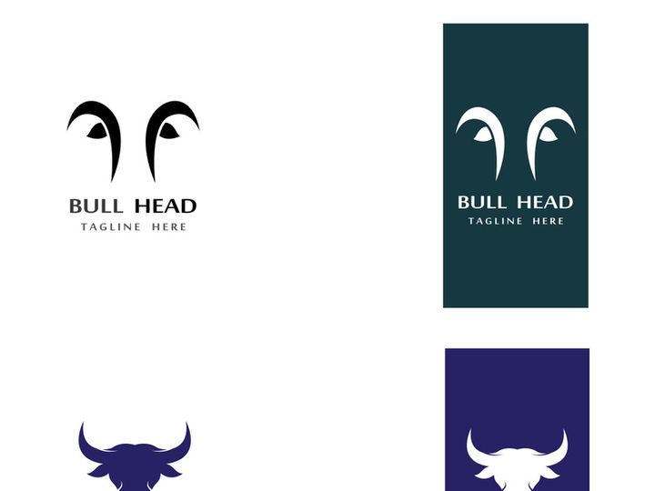 Retro vintage bull head horns logo design.