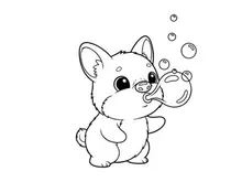 Cute fox blowing bubbles playful cartoon vector illustration