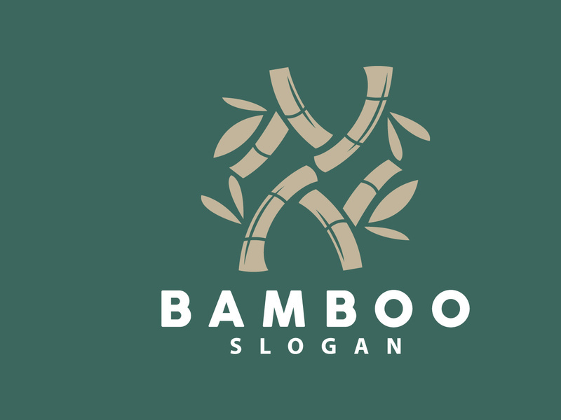 Bamboo Logo, Green Plants Vector, Simple Minimalist Design