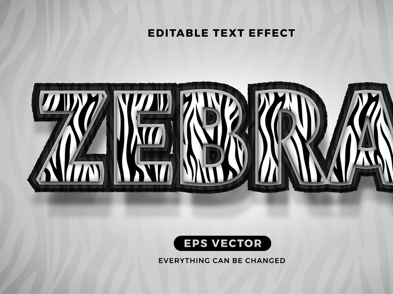 Zebra editable text effect vector template