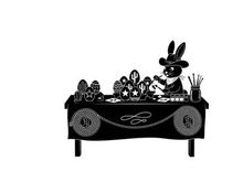 Easter bunny preparing silhouette for holiday celebration
