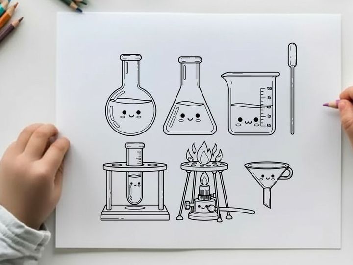 Cute lab equipment set vector illustration flat design