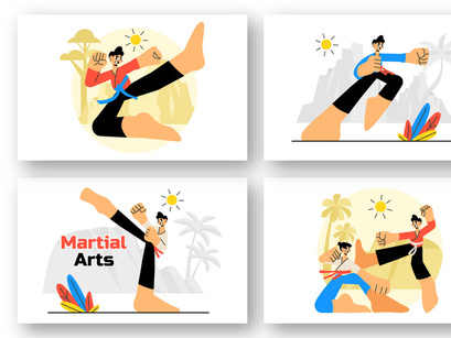10 Martial Arts Vector Illustration