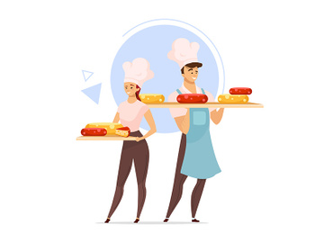 Couple of cheesemakers flat color vector illustration preview picture