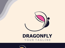 Dragonfly logo design modern and elegant minimalist color style monoline illustration