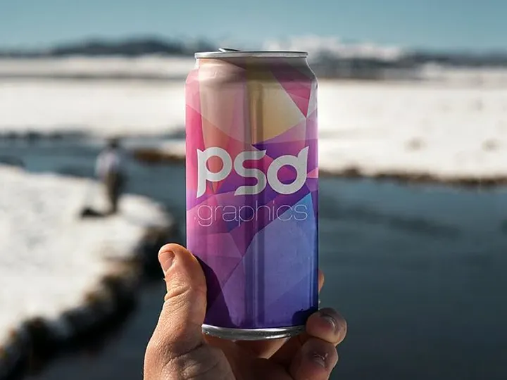 Hand Holding Soda Can Mockup