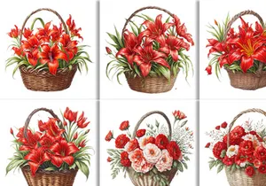 Watercolor Floral Flower Basket Design