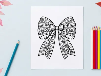 Hiasan pita Natal dekoratif dengan pola floral rumit untuk desain pembungkus hadiah hari raya