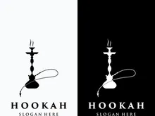 Isolated vintage hookah, shisha or waterpipe logo for club, bar, cafe and shop.