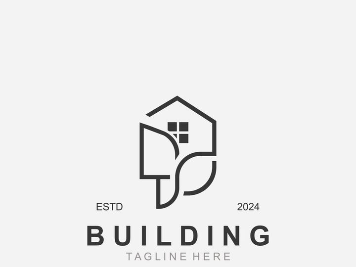 Building logo construction modern real estate symbol for architecture house and property design