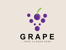 Grape Fruit Logo, Circle Style Fruit Design, Grape Farm Vector, Wine Drink, Nature Icon, Illustration Template