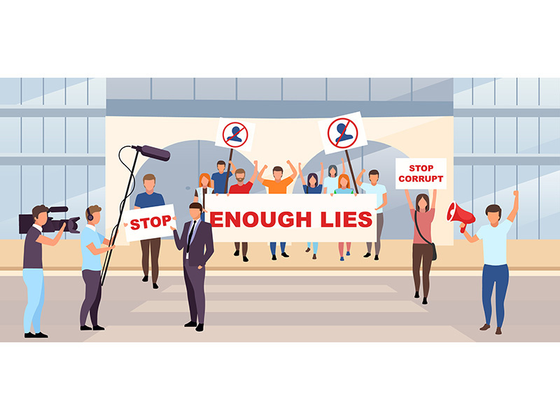 Political protest action flat vector illustration