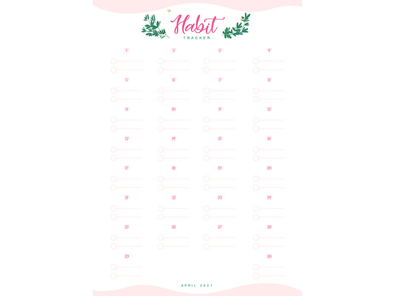 Monthly habit track creative planner page design