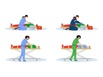 First aid flat vector illustrations set preview picture