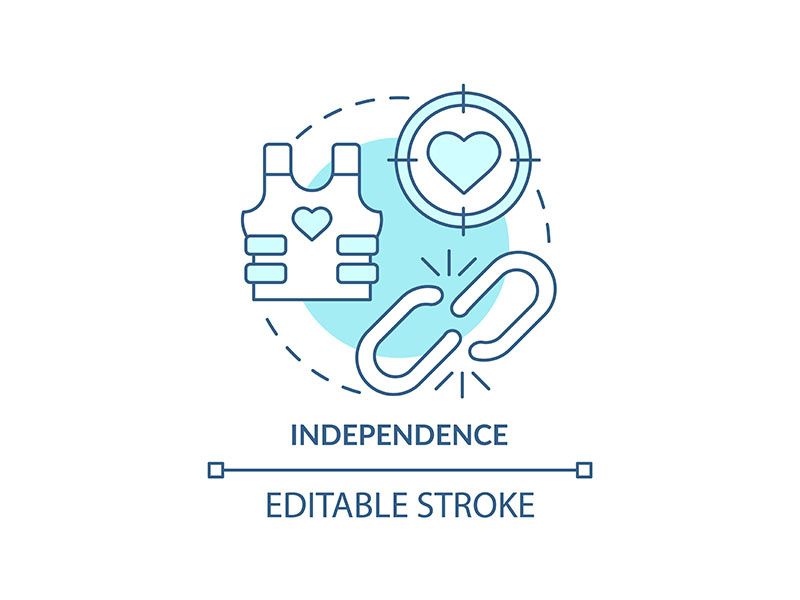 Independence turquoise concept icon