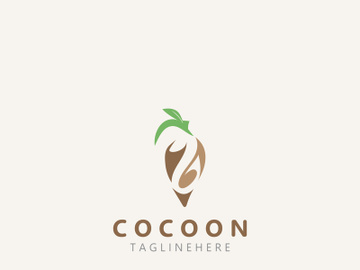 Cocoon logo Butterfly silkworm symbol. Illustration caterpillar animal template design preview picture