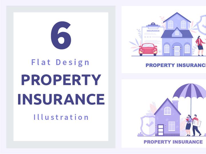 6 Property Insurance Flat Design Illustration