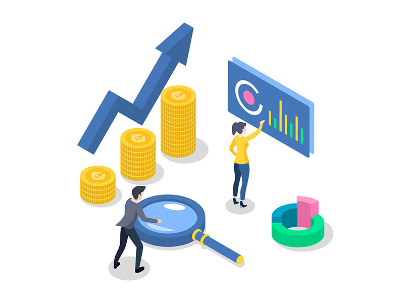 Accounting and audit isometric color vector illustration