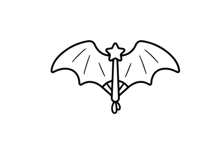 Halloween Fledermaus-Zauberstab-Icon. Magischer Feenstab mit Fledermausflügeln für Designs zu Feierlichkeiten.
