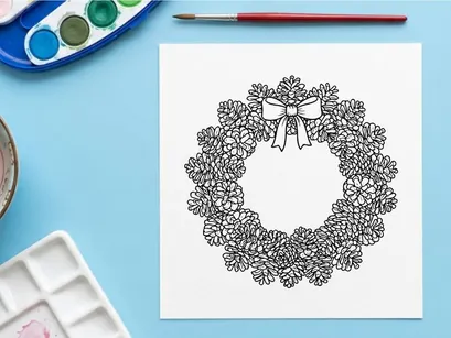 Empty festive dining table with holiday decorations
