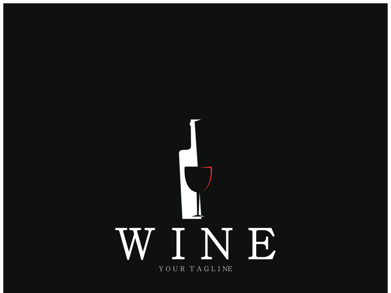 Wine logo with wine glasses and bottles.for night clubs,bars,cafe and wine shops.